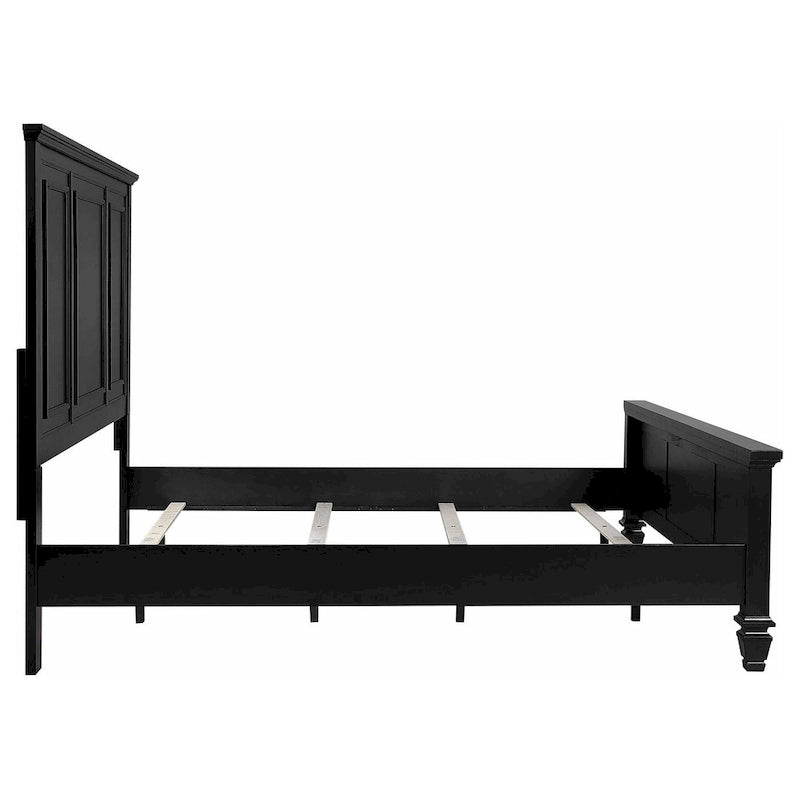 Cama King de panel negro para 2
