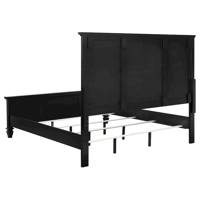 Cama King de panel negro para 2