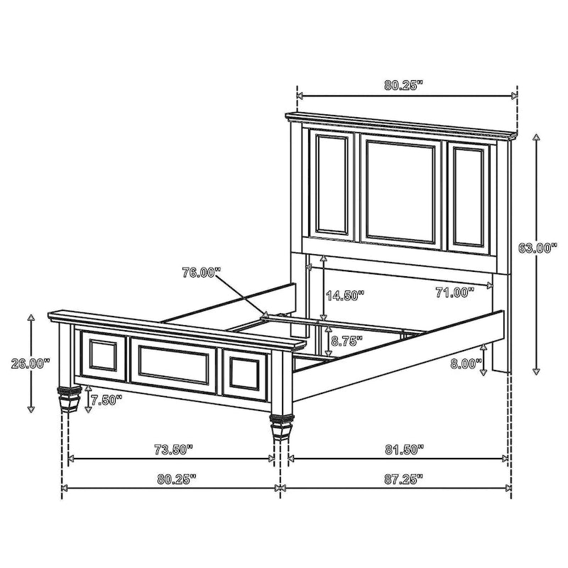 Cama King de panel negro para 2