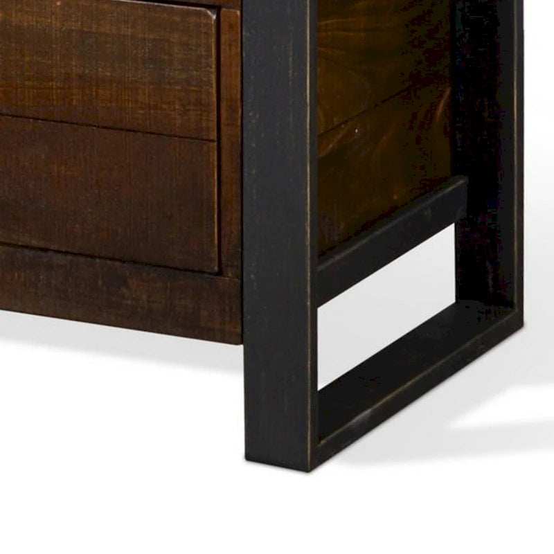 Mueble para TV Flint, 3 cajones, 2 estantes, madera marrón oscuro, 78 pulgadas