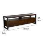 Mueble para TV Flint, 3 cajones, 2 estantes, madera marrón oscuro, 78 pulgadas