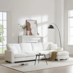 Sofá seccional espacioso en L para 5 personas con chaise longue y 2 cojines decorativos para sala de estar