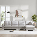 Sofá seccional espacioso en L para 5 personas con chaise longue y 2 cojines decorativos para sala de estar