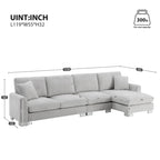 Sofá seccional espacioso en L para 5 personas con chaise longue y 2 cojines decorativos para sala de estar