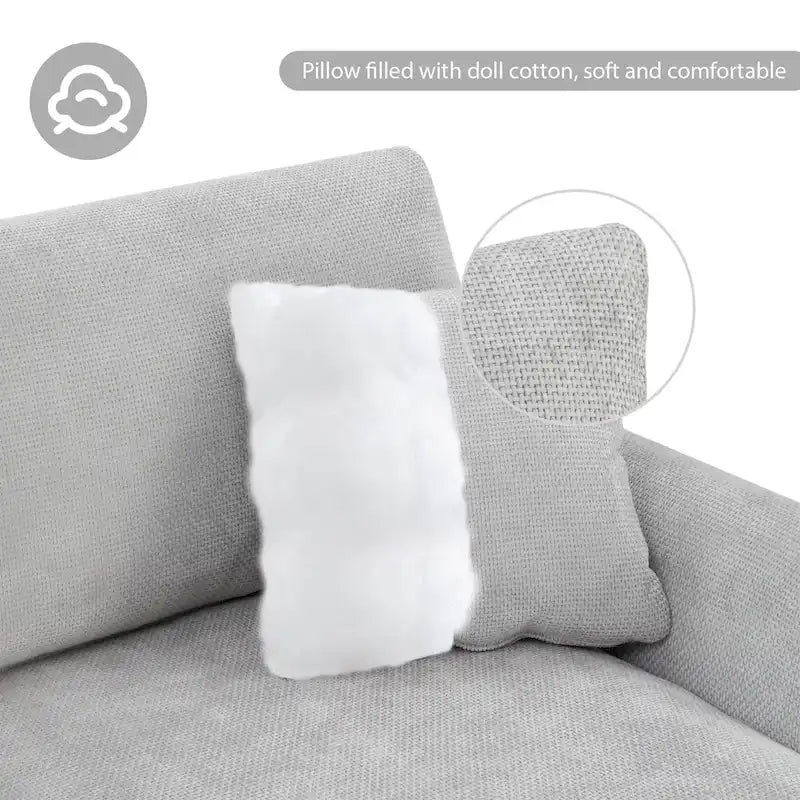 Sofá seccional espacioso en L para 5 personas con chaise longue y 2 cojines decorativos para sala de estar