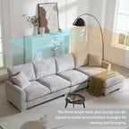 Sofá seccional espacioso en L para 5 personas con chaise longue y 2 cojines decorativos para sala de estar