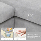 Sofá seccional espacioso en L para 5 personas con chaise longue y 2 cojines decorativos para sala de estar