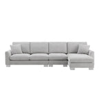 Sofá seccional espacioso en L para 5 personas con chaise longue y 2 cojines decorativos para sala de estar