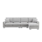 Sofá seccional espacioso en L para 5 personas con chaise longue y 2 cojines decorativos para sala de estar
