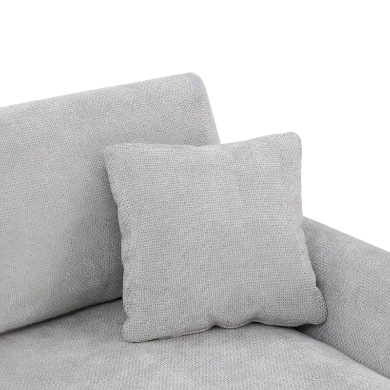 Sofá seccional espacioso en L para 5 personas con chaise longue y 2 cojines decorativos para sala de estar