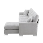 Sofá seccional espacioso en L para 5 personas con chaise longue y 2 cojines decorativos para sala de estar