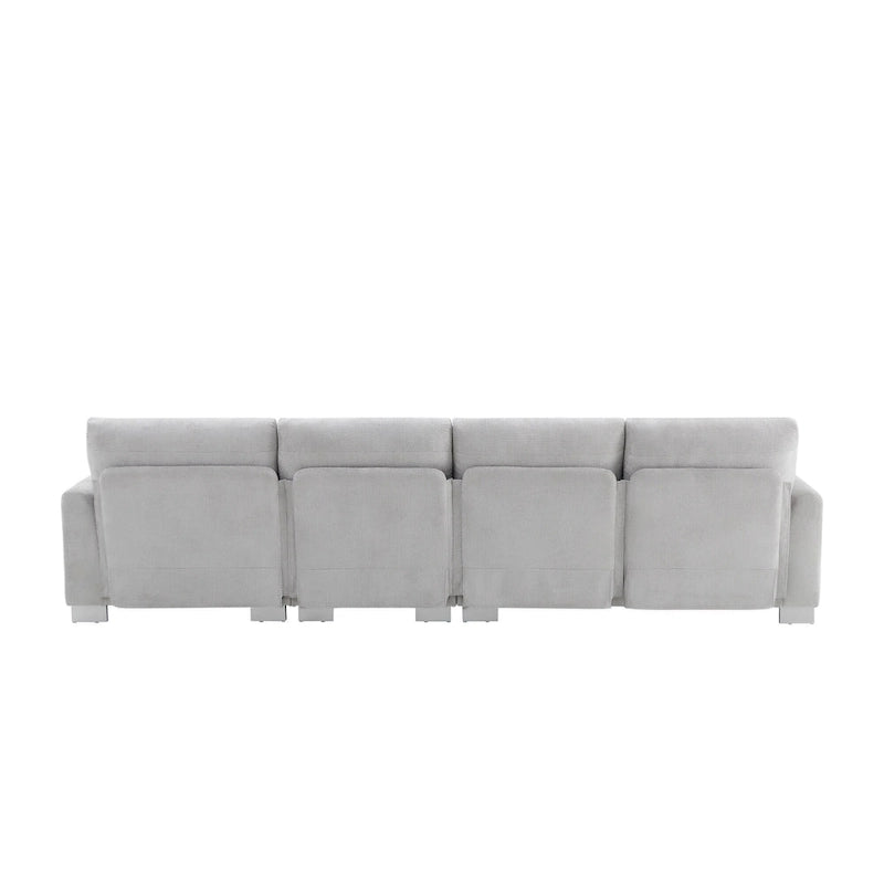 Sofá seccional espacioso en L para 5 personas con chaise longue y 2 cojines decorativos para sala de estar