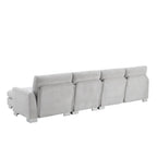 Sofá seccional espacioso en L para 5 personas con chaise longue y 2 cojines decorativos para sala de estar