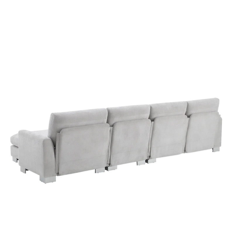 Sofá seccional espacioso en L para 5 personas con chaise longue y 2 cojines decorativos para sala de estar