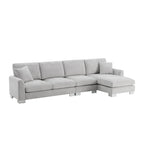 Sofá seccional espacioso en L para 5 personas con chaise longue y 2 cojines decorativos para sala de estar