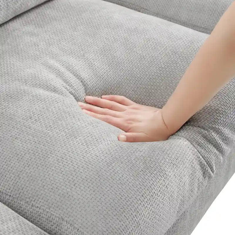 Sofá seccional espacioso en L para 5 personas con chaise longue y 2 cojines decorativos para sala de estar