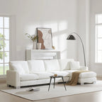 Sofá seccional espacioso en L para 5 personas con chaise longue y 2 cojines decorativos para sala de estar