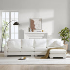 Sofá seccional espacioso en L para 5 personas con chaise longue y 2 cojines decorativos para sala de estar
