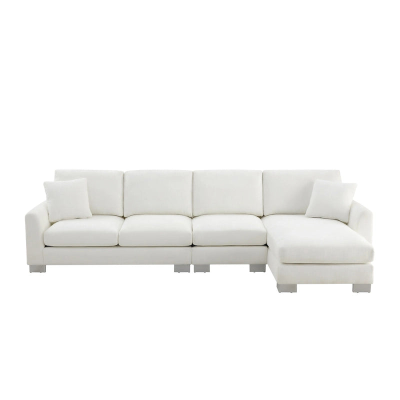 Sofá seccional espacioso en L para 5 personas con chaise longue y 2 cojines decorativos para sala de estar
