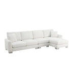 Sofá seccional espacioso en L para 5 personas con chaise longue y 2 cojines decorativos para sala de estar