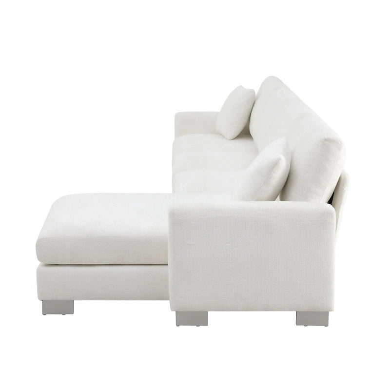 Sofá seccional espacioso en L para 5 personas con chaise longue y 2 cojines decorativos para sala de estar