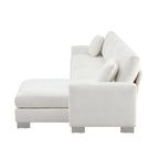 Sofá seccional espacioso en L para 5 personas con chaise longue y 2 cojines decorativos para sala de estar