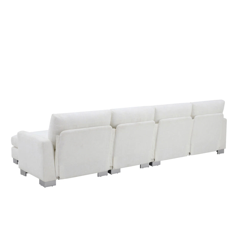 Sofá seccional espacioso en L para 5 personas con chaise longue y 2 cojines decorativos para sala de estar