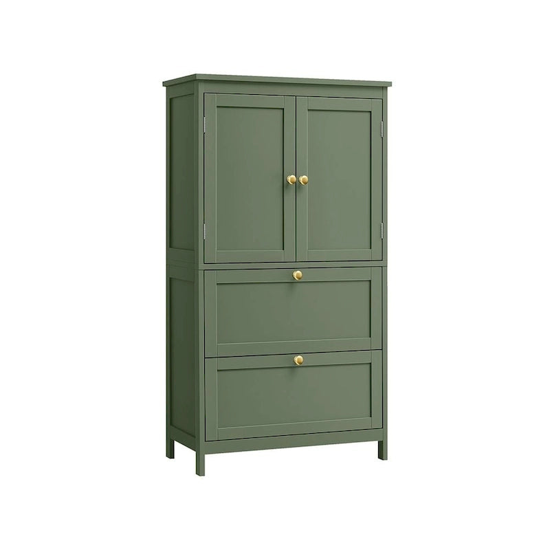 Mueble de almacenamiento alto moderno para baño con 2 cajones y estante ajustable - 11.8D x 23.6W x 43.3H