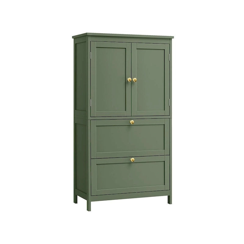 Mueble de almacenamiento alto moderno para baño con 2 cajones y estante ajustable - 11.8D x 23.6W x 43.3H