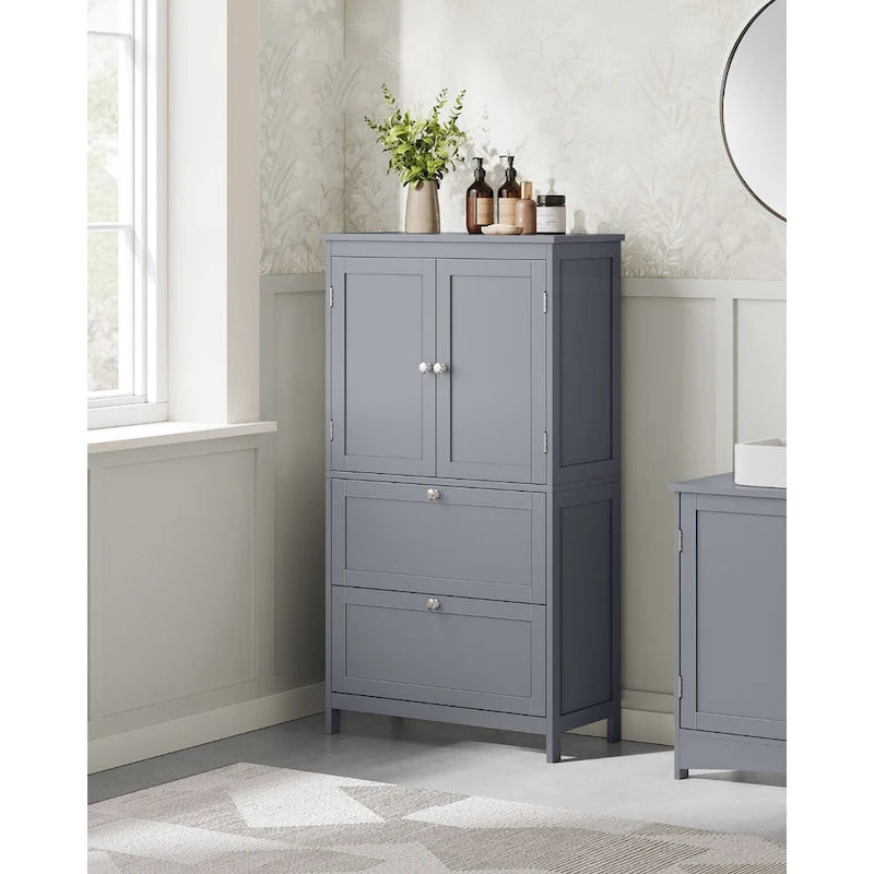 Mueble de almacenamiento alto moderno para baño con 2 cajones y estante ajustable - 11.8D x 23.6W x 43.3H