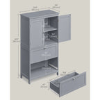 Mueble de almacenamiento alto moderno para baño con 2 cajones y estante ajustable - 11.8D x 23.6W x 43.3H