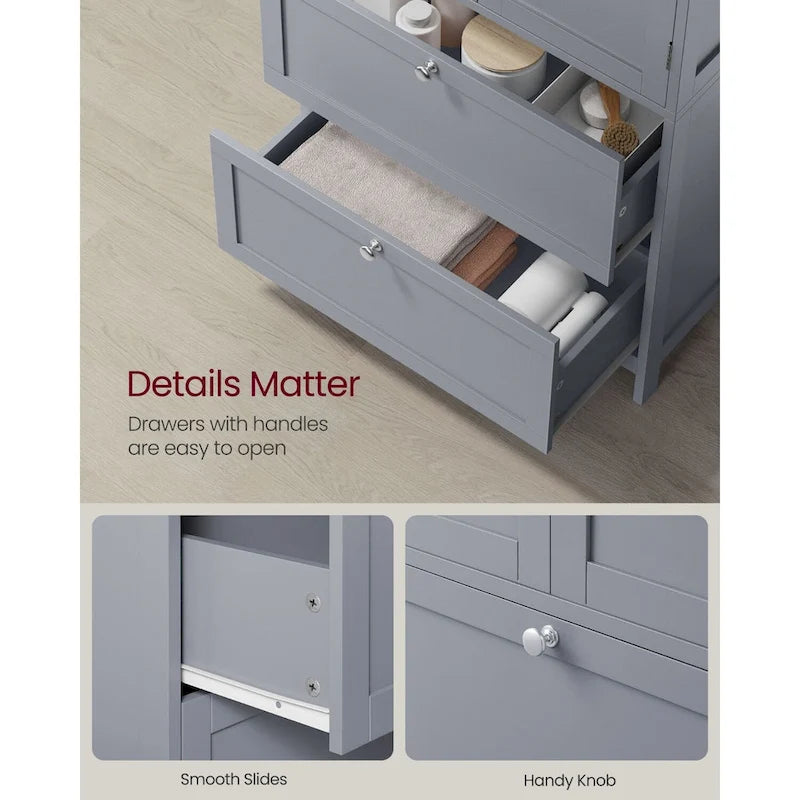 Mueble de almacenamiento alto moderno para baño con 2 cajones y estante ajustable - 11.8D x 23.6W x 43.3H