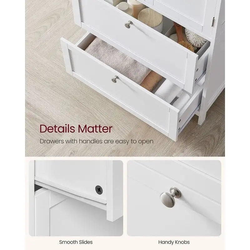Mueble de almacenamiento alto moderno para baño con 2 cajones y estante ajustable - 11.8D x 23.6W x 43.3H