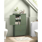 Mueble de almacenamiento alto moderno para baño con 2 cajones y estante ajustable - 11.8D x 23.6W x 43.3H