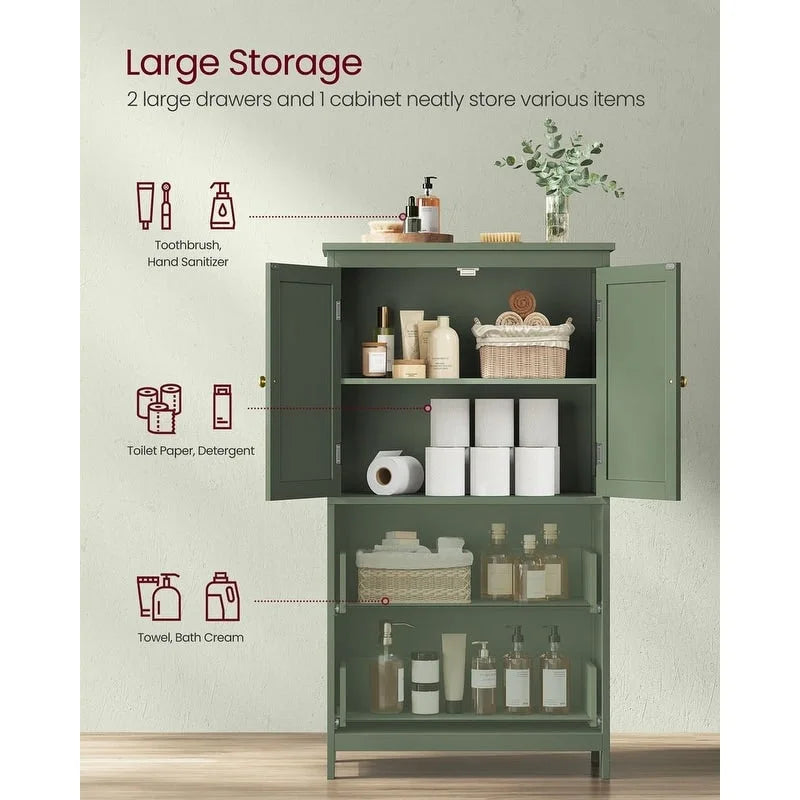 Mueble de almacenamiento alto moderno para baño con 2 cajones y estante ajustable - 11.8D x 23.6W x 43.3H