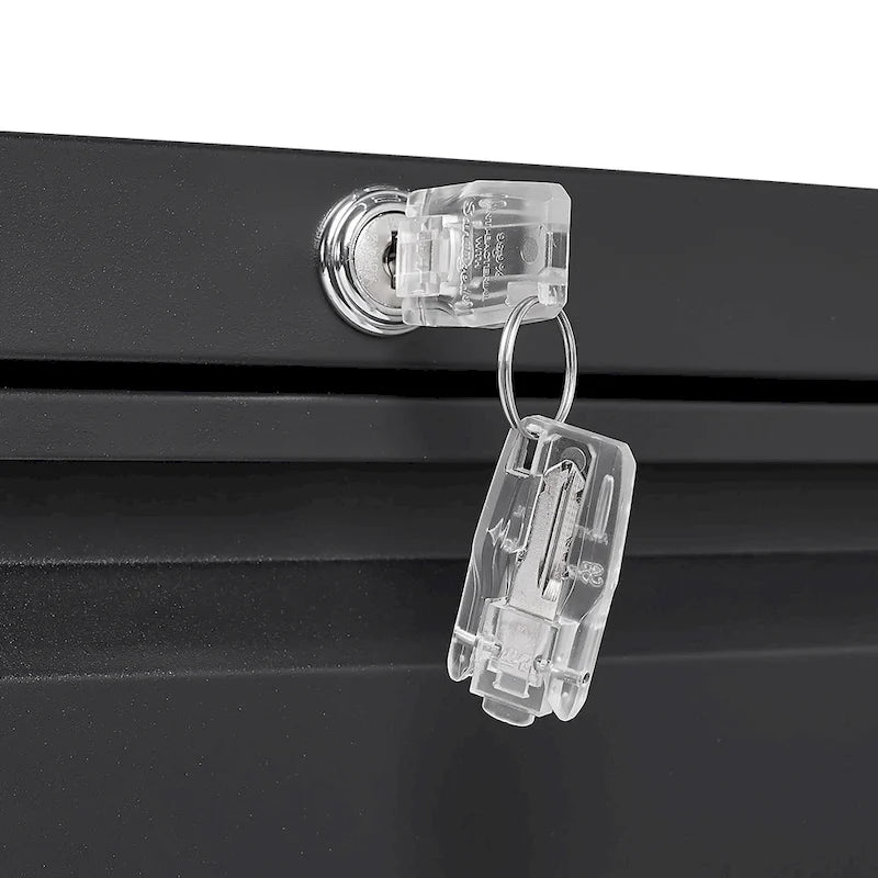 Archivador metálico con cerradura de 3 cajones, blanco/negro, para un solo usuario