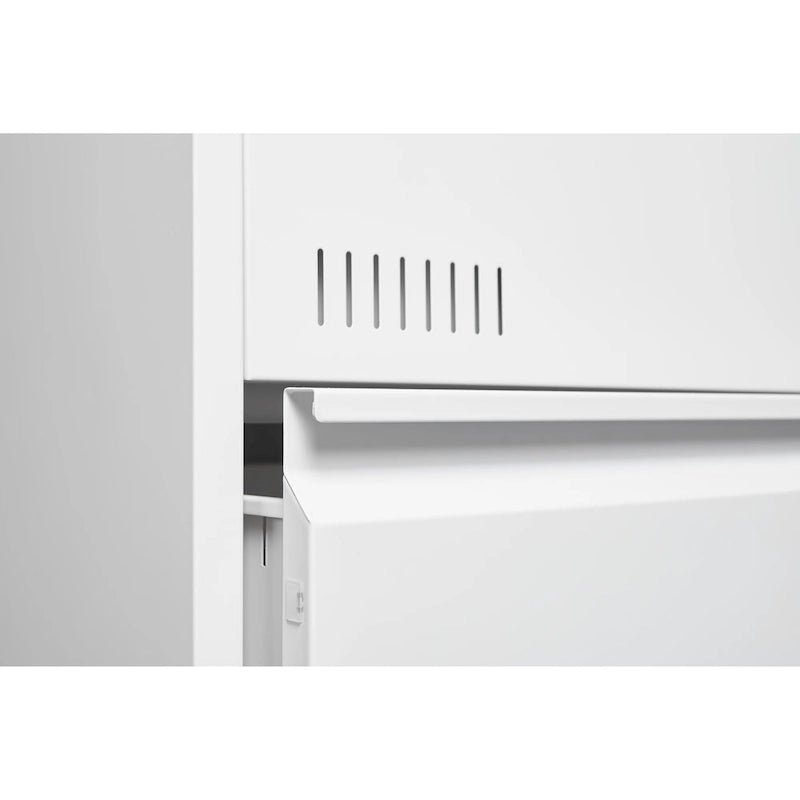 Archivador metálico con cerradura de 3 cajones, blanco/negro, para un solo usuario