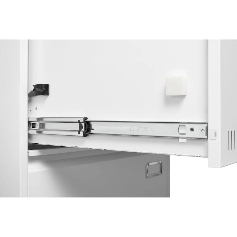 Archivador metálico con cerradura de 3 cajones, blanco/negro, para un solo usuario