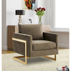 Sillón Acento Aterciopelado Beige de Mediados de Siglo - Asiento Individual
