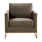 Sillón Acento Aterciopelado Beige de Mediados de Siglo - Asiento Individual