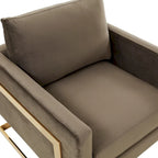 Sillón Acento Aterciopelado Beige de Mediados de Siglo - Asiento Individual