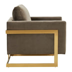 Sillón Acento Aterciopelado Beige de Mediados de Siglo - Asiento Individual