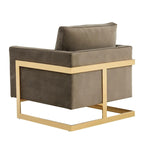 Sillón Acento Aterciopelado Beige de Mediados de Siglo - Asiento Individual