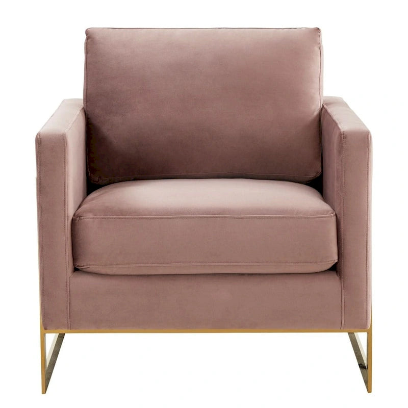 Sillón Acento Aterciopelado Beige de Mediados de Siglo - Asiento Individual