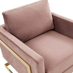 Sillón Acento Aterciopelado Beige de Mediados de Siglo - Asiento Individual