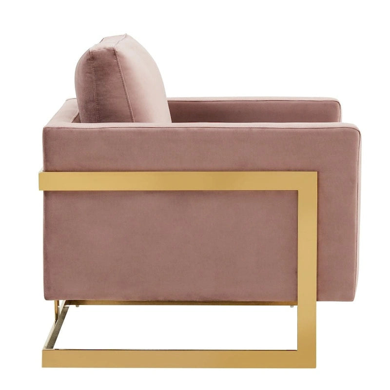 Sillón Acento Aterciopelado Beige de Mediados de Siglo - Asiento Individual