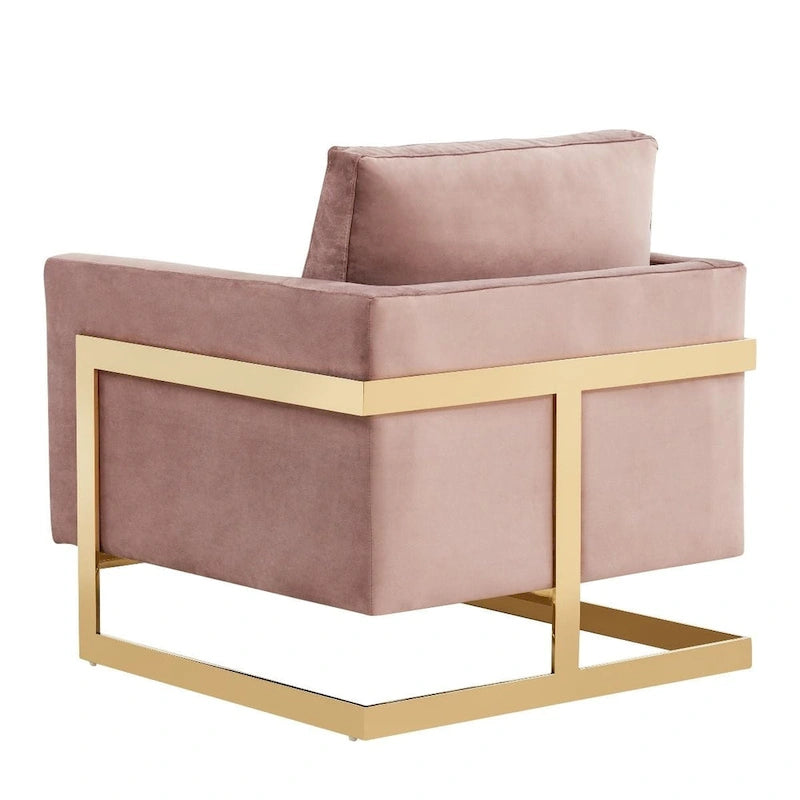 Sillón Acento Aterciopelado Beige de Mediados de Siglo - Asiento Individual