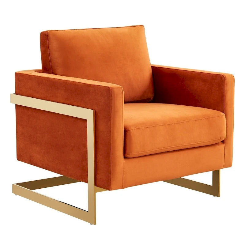 Sillón Acento Aterciopelado Beige de Mediados de Siglo - Asiento Individual