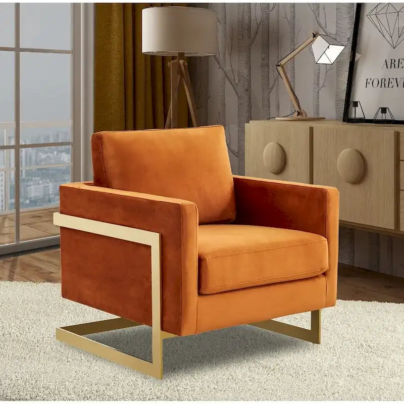 Sillón Acento Aterciopelado Beige de Mediados de Siglo - Asiento Individual