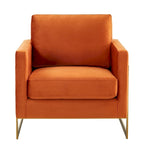Sillón Acento Aterciopelado Beige de Mediados de Siglo - Asiento Individual